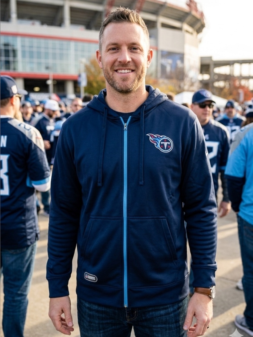NFL | Tennessee Titans Navy Blue Full-Zip Hoodie | Sz L